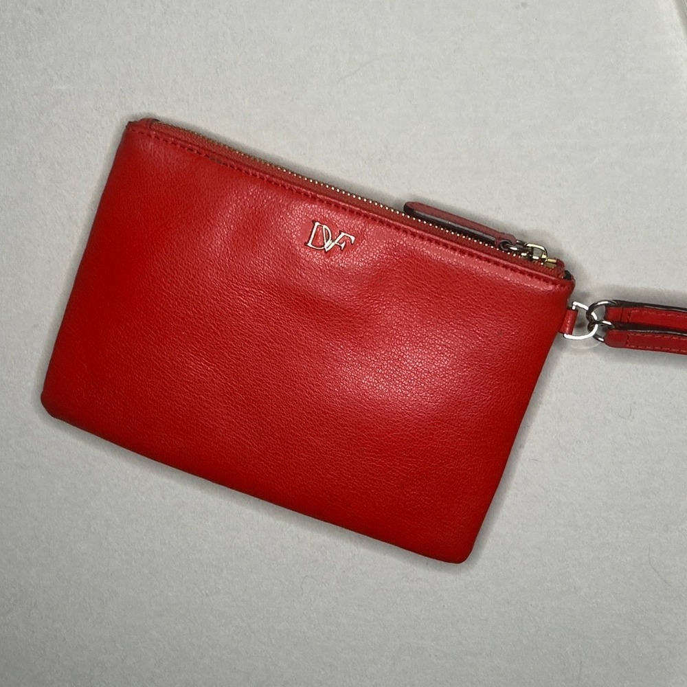 Diane Von Furstenberg Wristlet OS Red Lips Leather Pouch Clutch Bag DVF